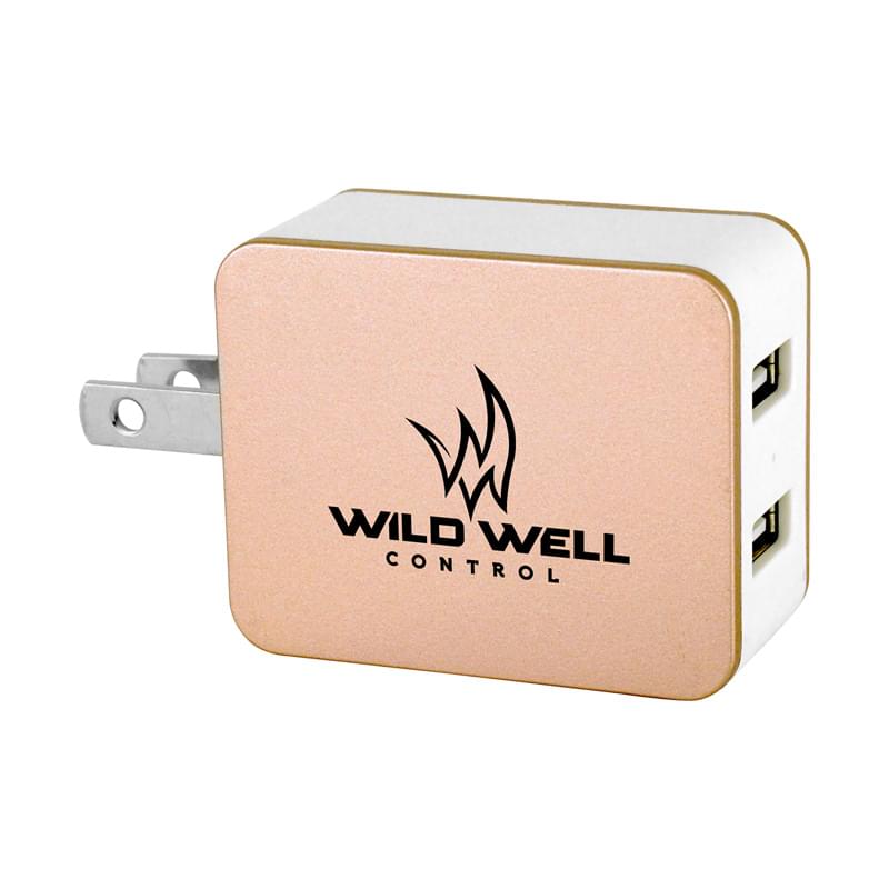 UL Metallic 2 Port USB Folding Wall Charger