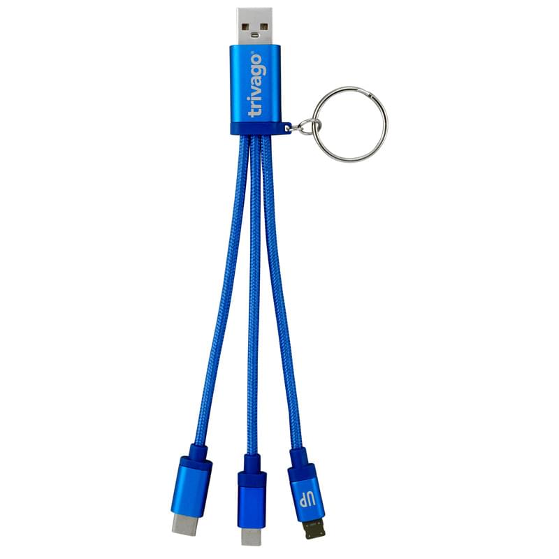 Metallic 3-in 1 Keychain Cable with Type C USB