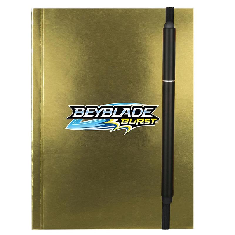 4" x 6" Perfect Metallic Cover Notebook with elastic pen