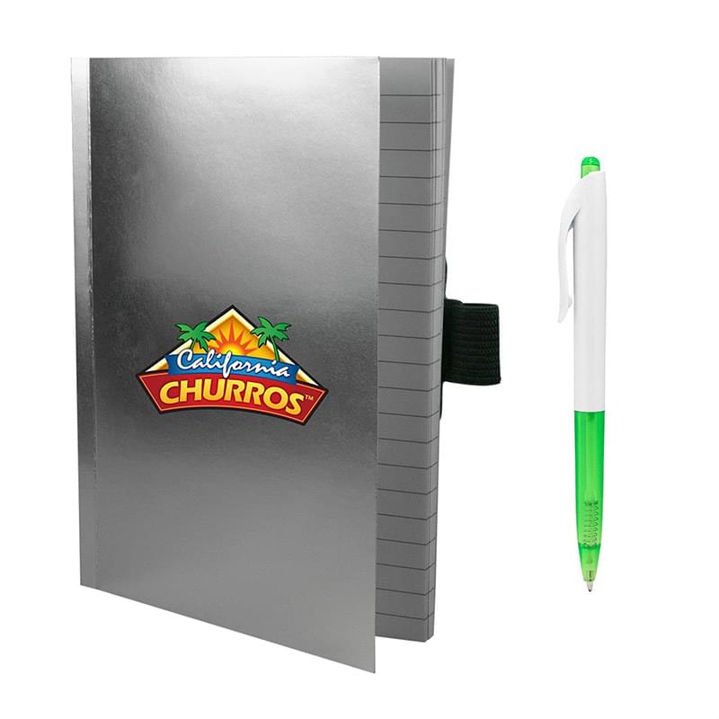 5" x 7" Perfect Metallic Cover Notebook With Pen