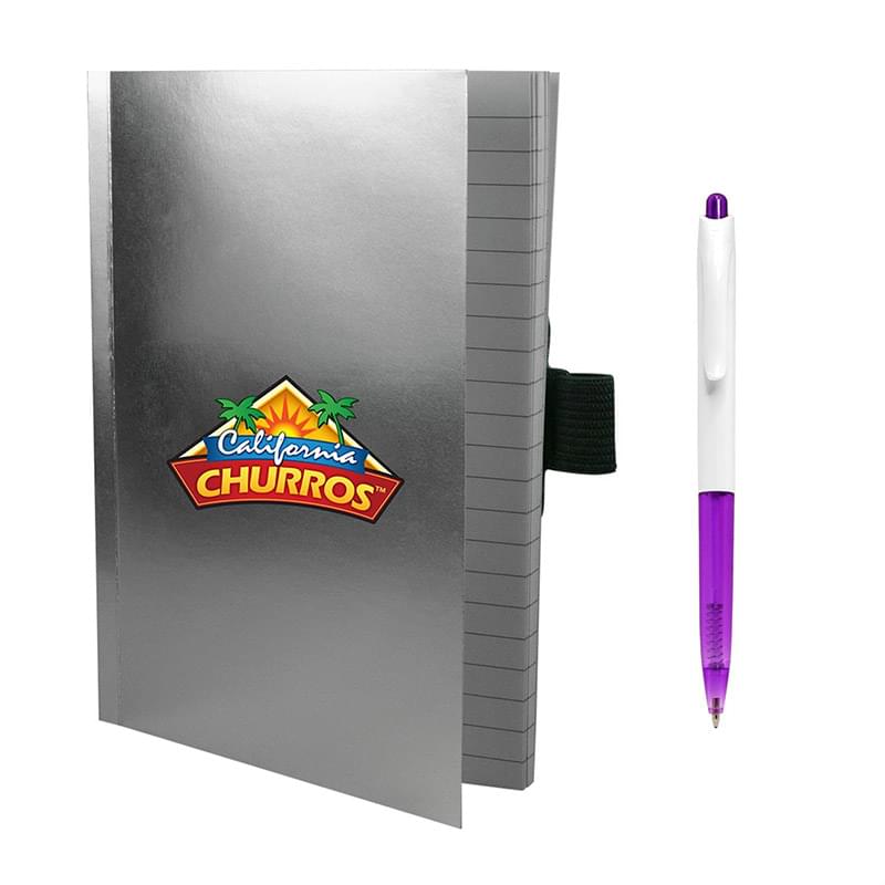 5" x 7" Perfect Metallic Cover Notebook With Pen