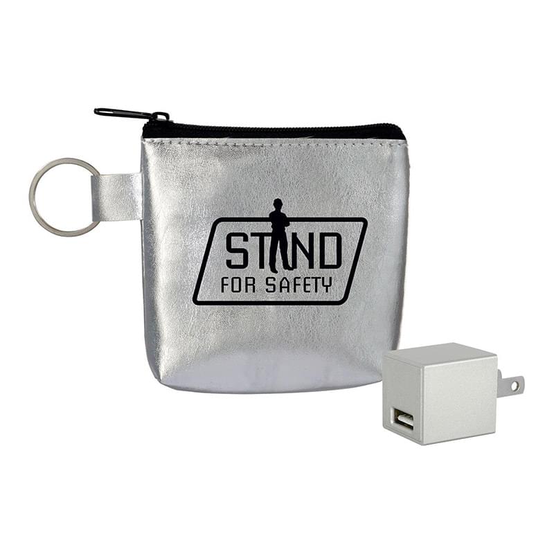 Metallic Wall Charger Techie Pouch