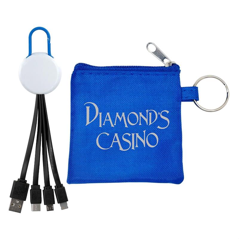 White Colorful Clip Cable Pouch Set