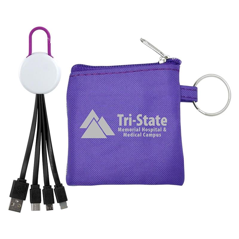 White Colorful Clip Cable Pouch Set