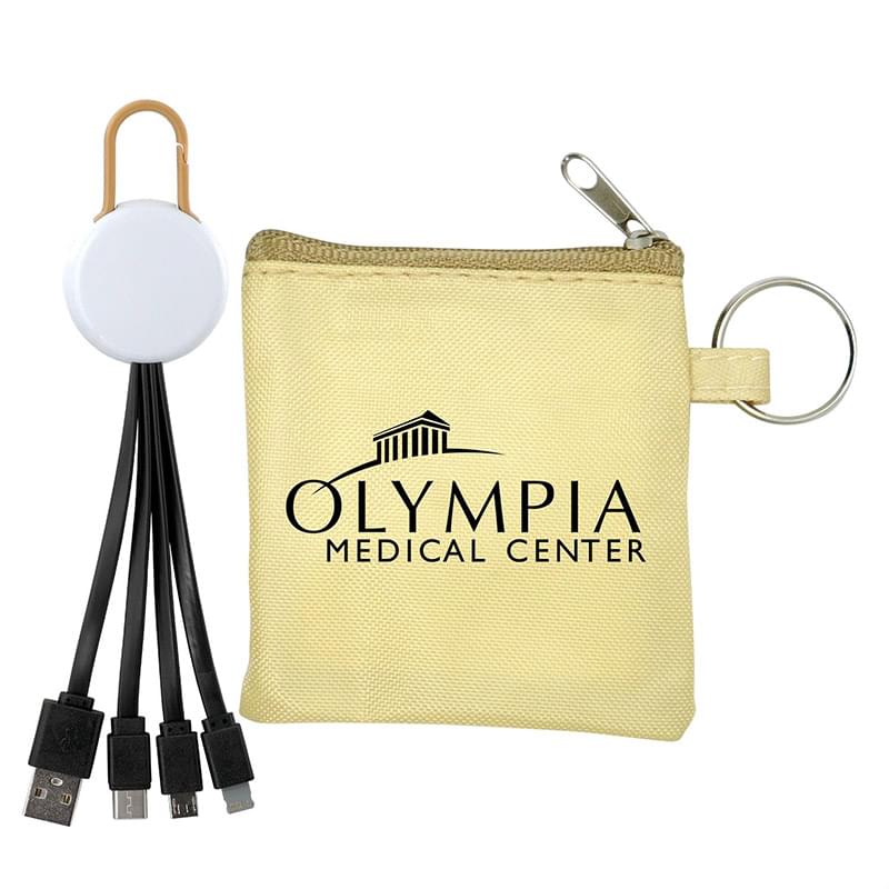 White Colorful Clip Cable Pouch Set