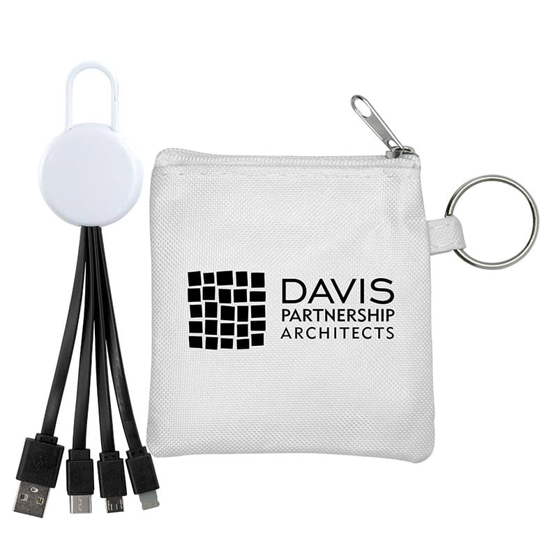 White Colorful Clip Cable Pouch Set