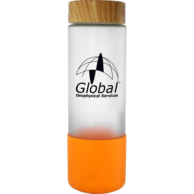 Bamboo Pattern 22 oz. Frosted Glass Grip Bottle