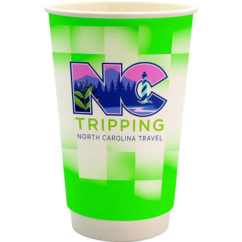 16 oz. Full Color Shaded Checkers Paper Cup