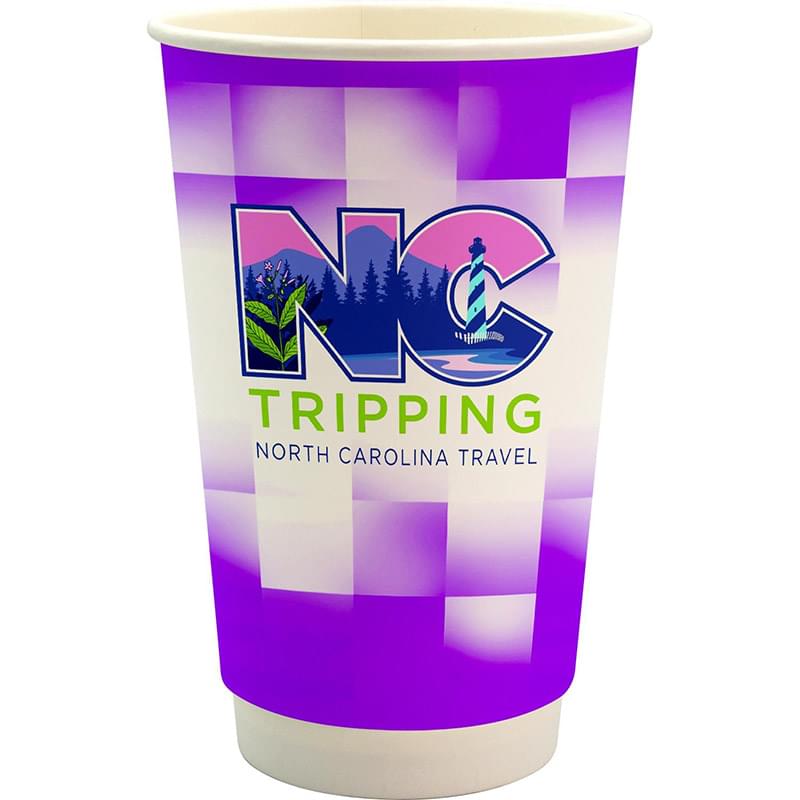 16 oz. Full Color Shaded Checkers Paper Cup