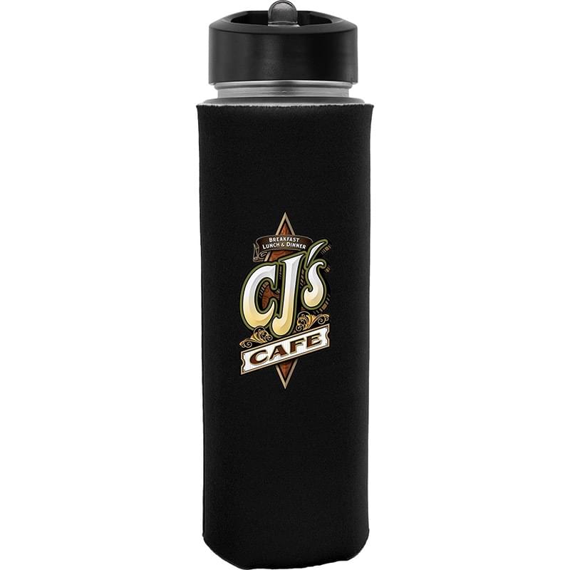Pop Up Lid 22 oz. Frosted Glass Sleeve Bottle
