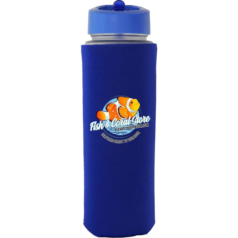 Pop Up Lid 22 oz. Frosted Glass Sleeve Bottle