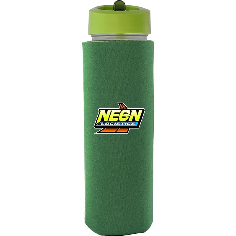 Pop Up Lid 22 oz. Frosted Glass Sleeve Bottle