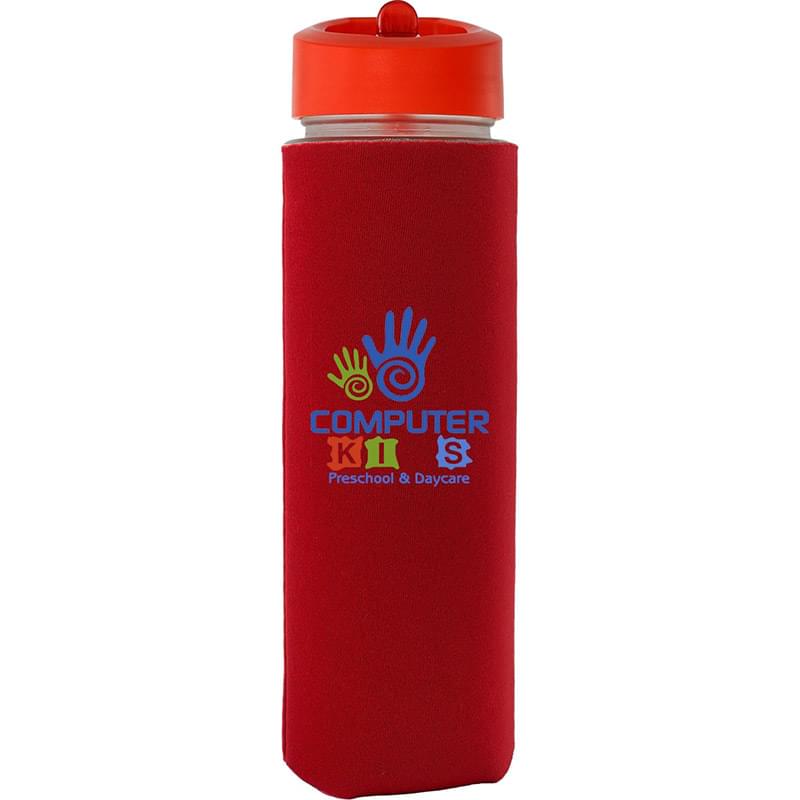 Pop Up Lid 22 oz. Frosted Glass Sleeve Bottle