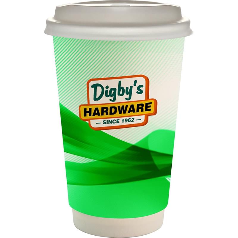 16 oz. Full Color Groovy Paper Cup With Lid