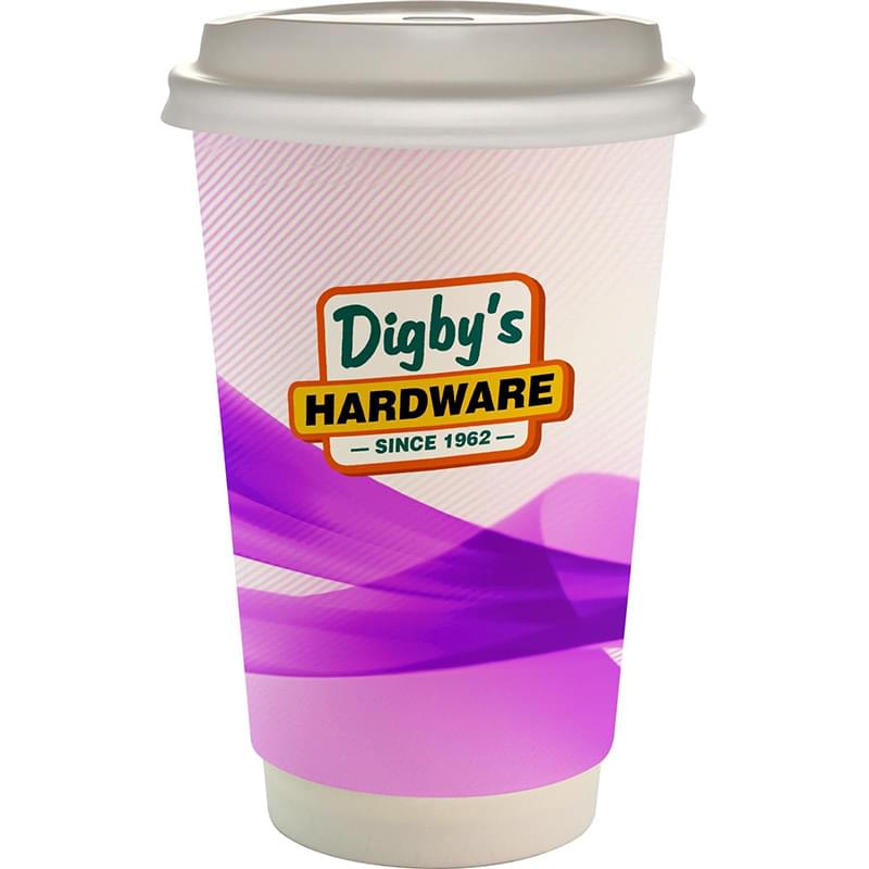 16 oz. Full Color Groovy Paper Cup With Lid