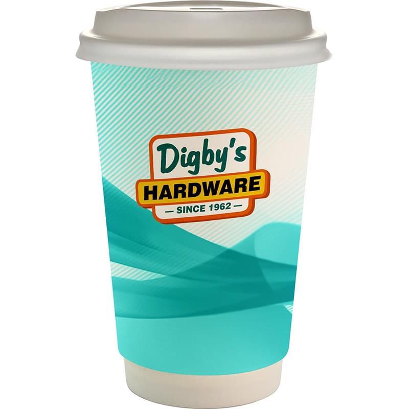 16 oz. Full Color Groovy Paper Cup With Lid