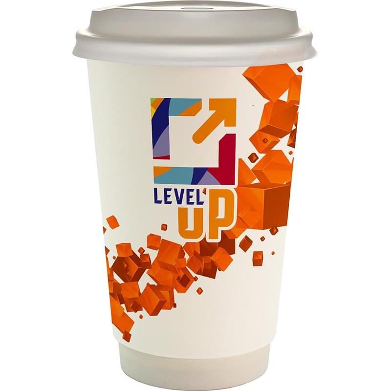 16 oz. Full Color Floating Cube Paper Cup With Lid