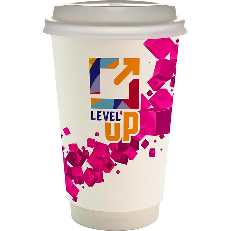 16 oz. Full Color Floating Cube Paper Cup With Lid