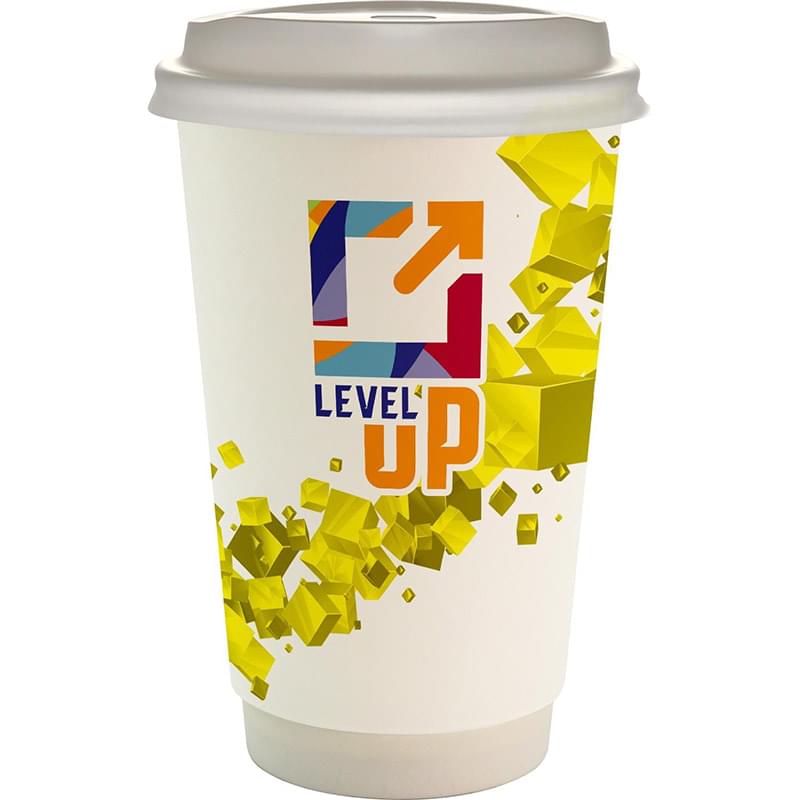 16 oz. Full Color Floating Cube Paper Cup With Lid