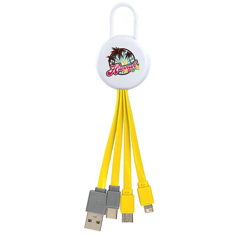 White Vivid Clip 3-in-1 Dual Input Charging Cable
