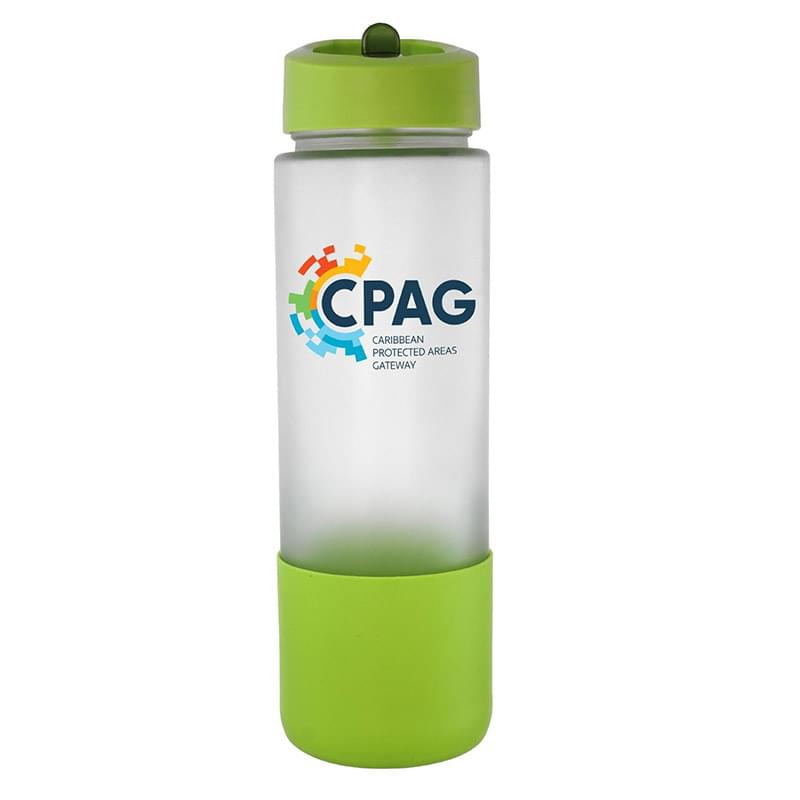 Pop Up 22 oz. Full Color Frosted Glass Grip Bottle