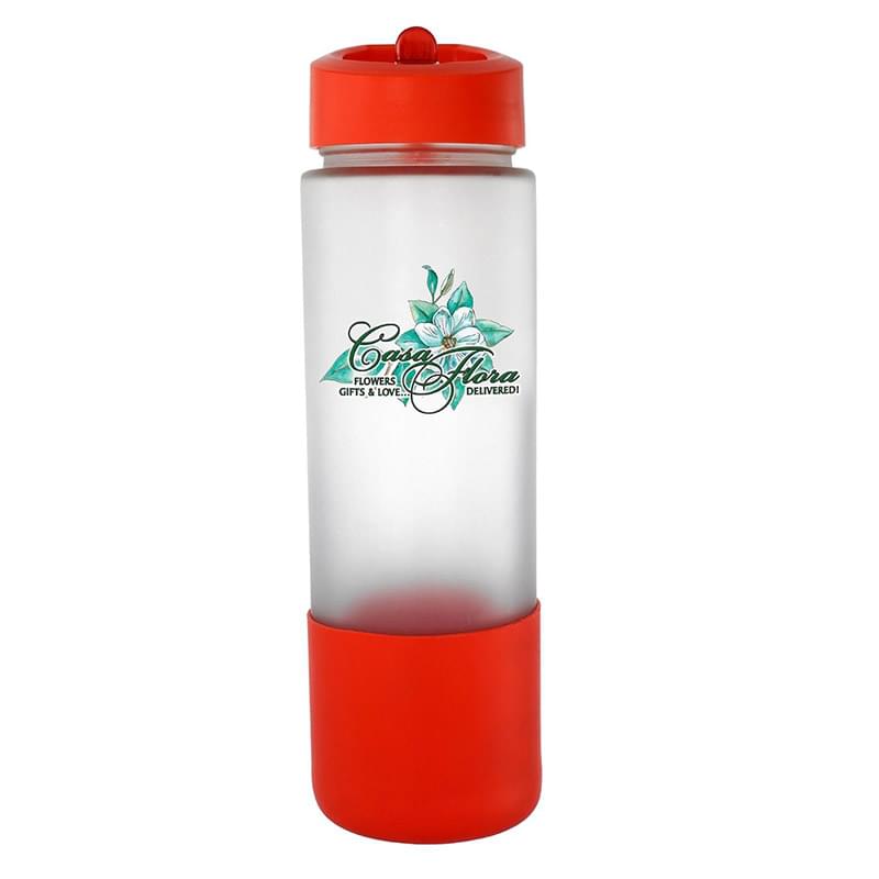 Pop Up 22 oz. Full Color Frosted Glass Grip Bottle