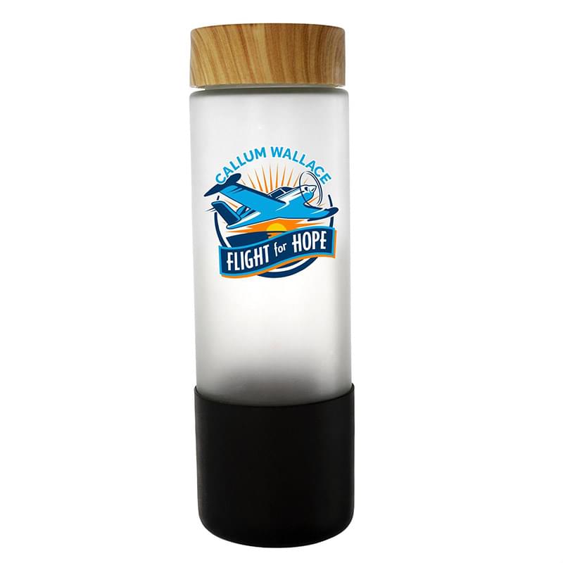 Bamboo Pattern 22 oz. Full Color Frosted Glass Grip Bottle