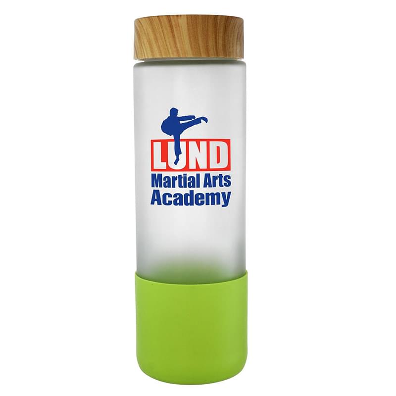 Bamboo Pattern 22 oz. Full Color Frosted Glass Grip Bottle
