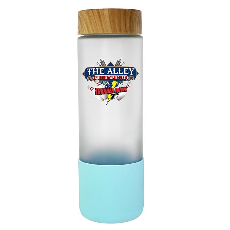 Bamboo Pattern 22 oz. Full Color Frosted Glass Grip Bottle