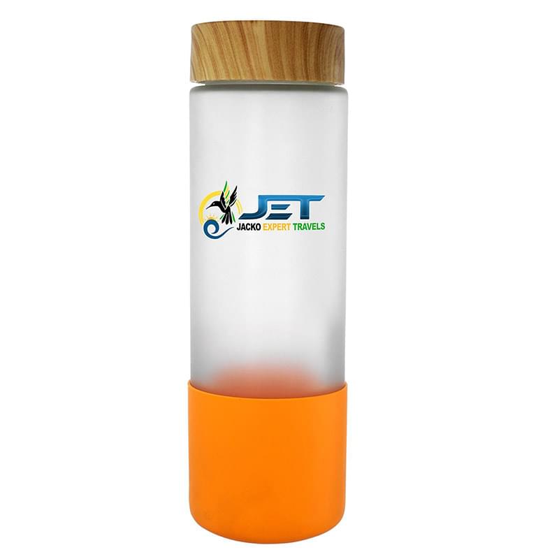 Bamboo Pattern 22 oz. Full Color Frosted Glass Grip Bottle