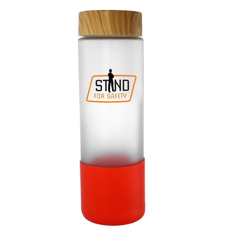 Bamboo Pattern 22 oz. Full Color Frosted Glass Grip Bottle