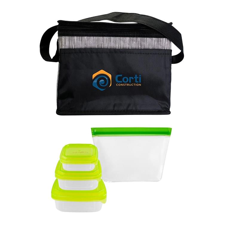 Black Graph Portion Control Reusable Lunch Set