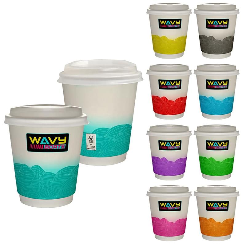 10 oz. Full Color Turbulent Waves Insulated Paper Cup With Lid