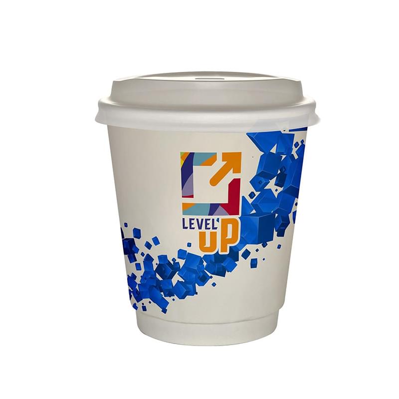 10 oz. Full Color Floating Cubes Insulated Paper Cup With Lid