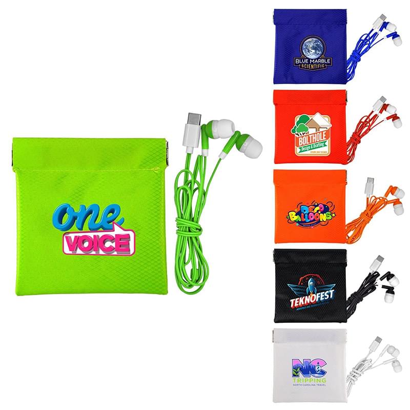 Colorful Type C Ear Bud Pop Up Pouch