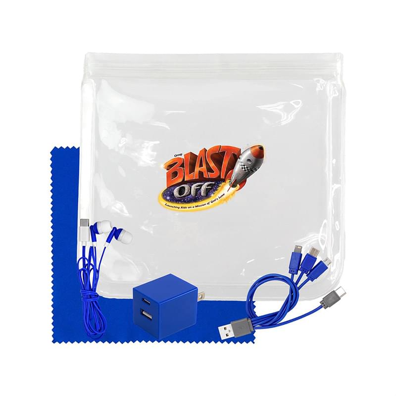 Clear Wall, Cable, Ear Bud & Cloth Set