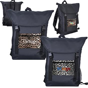 Leopard Pocket Strap Backpack