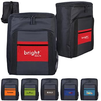 Textured Linen Pocket Cooler Backpack