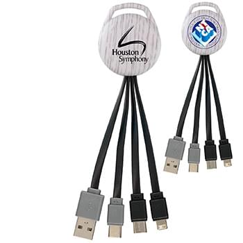 White Wood Vivid Dual Input 3-in-1 Charging Cable