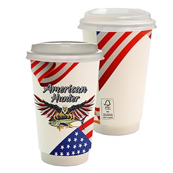 16 oz. Full Color Patriotic Paper Cup With Lid
