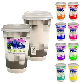16 oz. Full Color Shaded Checkers Paper Cup With Lid