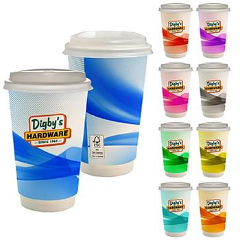 16 oz. Full Color Groovy Paper Cup With Lid