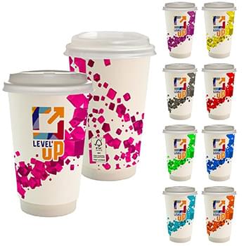 16 oz. Full Color Floating Cube Paper Cup With Lid
