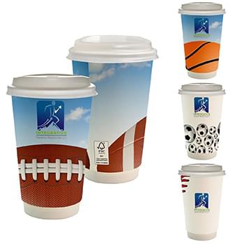 16 oz. Full Color Sporty Paper Cup With Lid