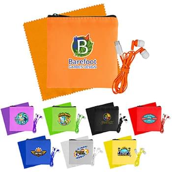 Colorful RPET Ear Bud & Cloth Set